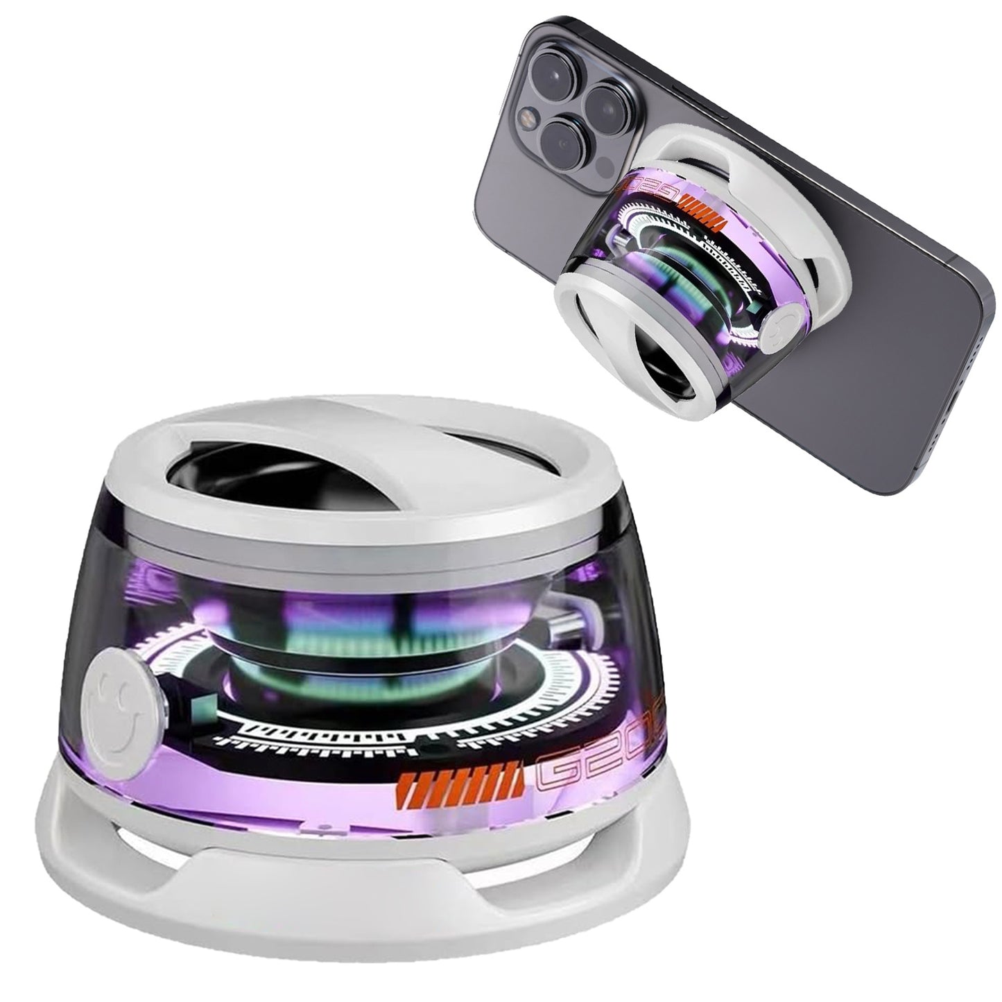 Portable Bluetooth Speaker G200 RGB Lighting Speaker BT5.3 Mini Sound Box 7 Hours Playback Magnetic Phone Holder